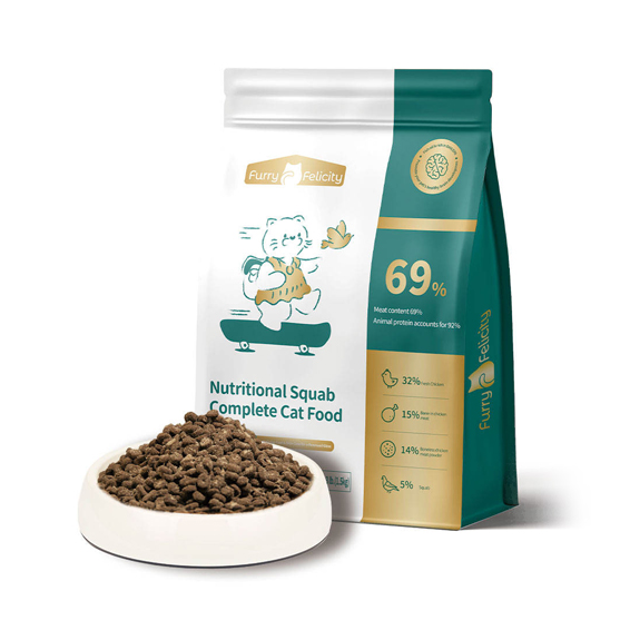 Wholesale Bulk Factory Exports Organic High-Protein Natural Raw Squab Flavors Shapes Cat Food Furry Felicity Skin & Coat Health